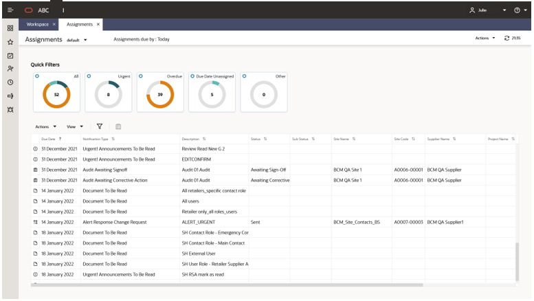 This image shows the Assignments page. This image shows the Assignments page.