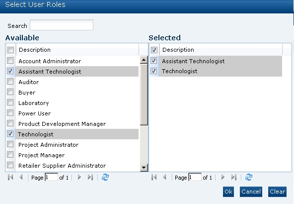 This figure shows the Select User Roles dialog box.