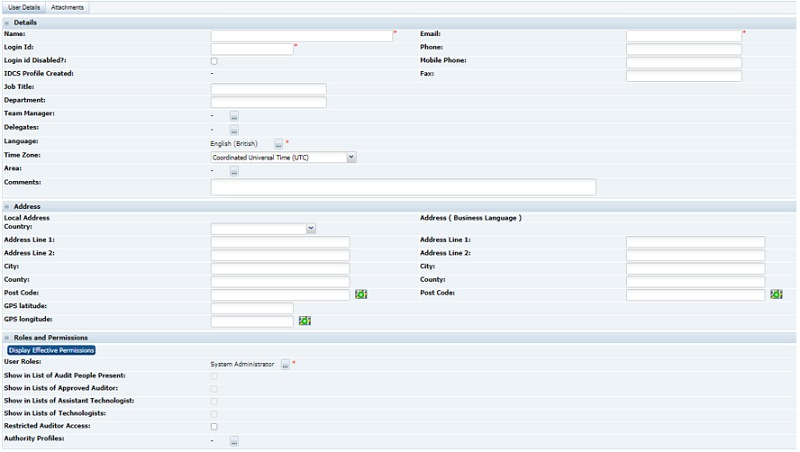 This figure shows the New User page for a Retailer user.