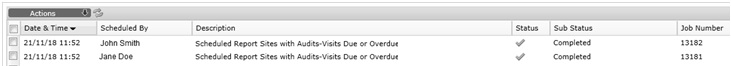 This figure shows the Manage Scheduled Reports page.