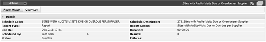 This figure shows the Schedule History Details page. This figure shows the Schedule History Details page.