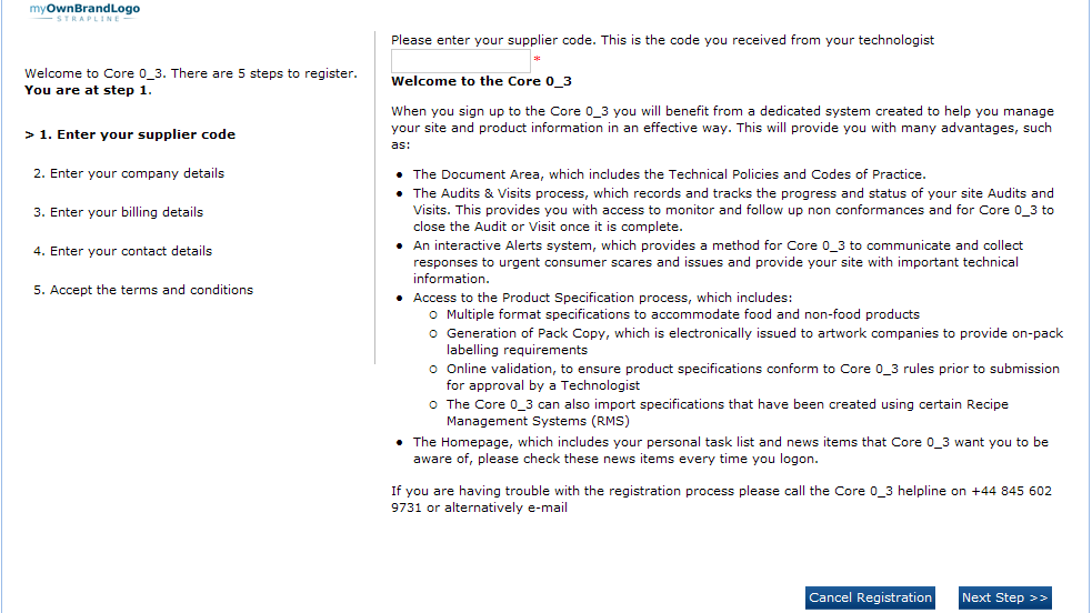 This figure shows the Registration page.