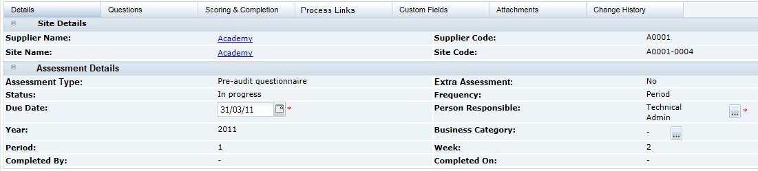 This figure shows the Assessment Details page.