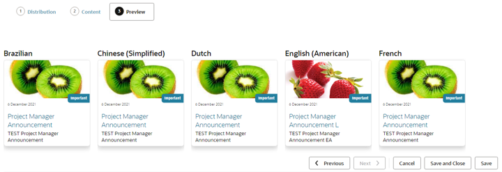 This image shows the announcement preview page. This image shows the announcement preview page.