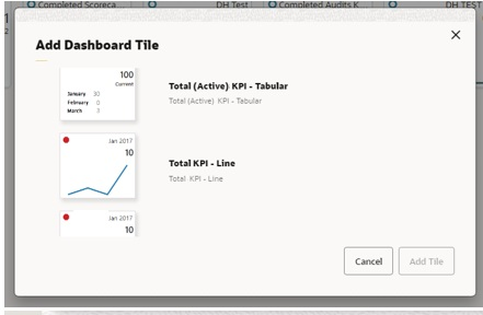 This image shows the Add Dashboard Tile dialog. This image shows the Add Dashboard Tile dialog.