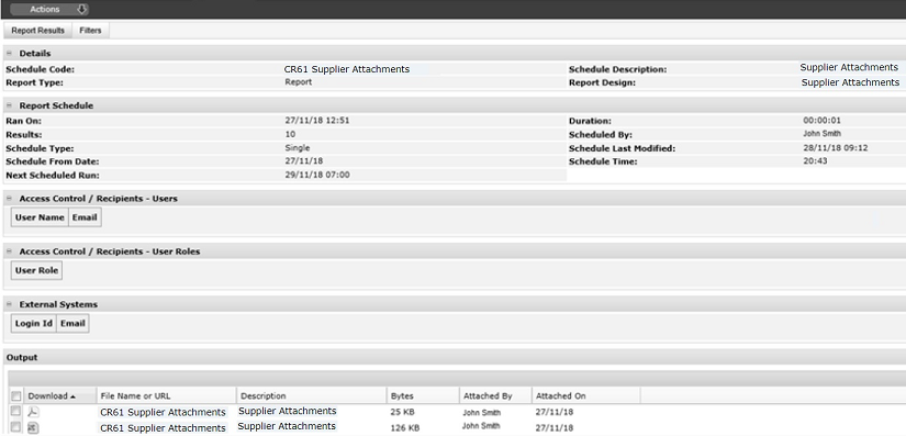 This figure shows the Report Output Details page. This figure shows the Report Output Details page.