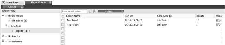 This figure shows the Report Outputs page. This figure shows the Report Outputs page.
