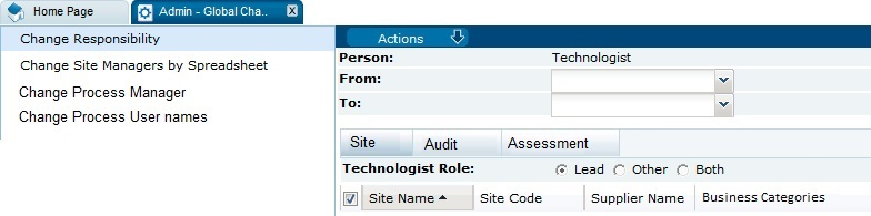 This figure shows the Change Responsibility page. This figure shows the Change Responsibility page.
