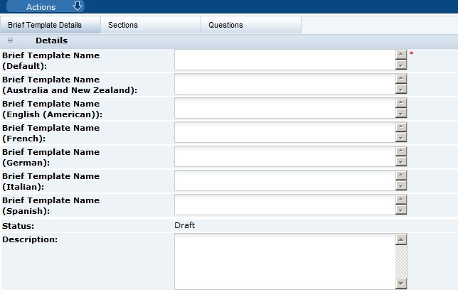 This figure shows the New Brief Template page. This figure shows the New Brief Template page.