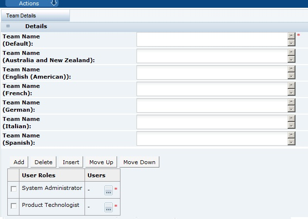 This figure shows the New Team page. This figure shows the New Team page.