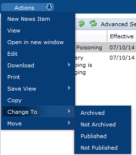 This figure shows the News Item actions. This figure shows the News Item actions.
