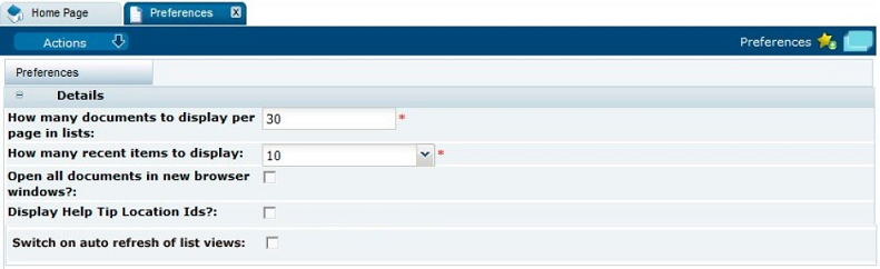 This figure shows the Preferences page. This figure shows the Preferences page.