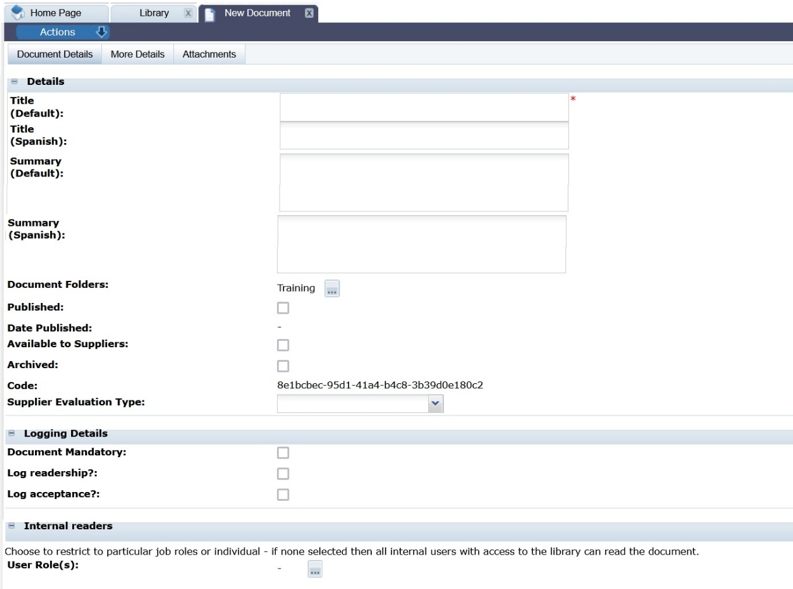 This figure shows the New Document tab.