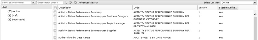 This figure shows the Report Templates page.