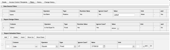 This figure shows the details for editing a report schedule.