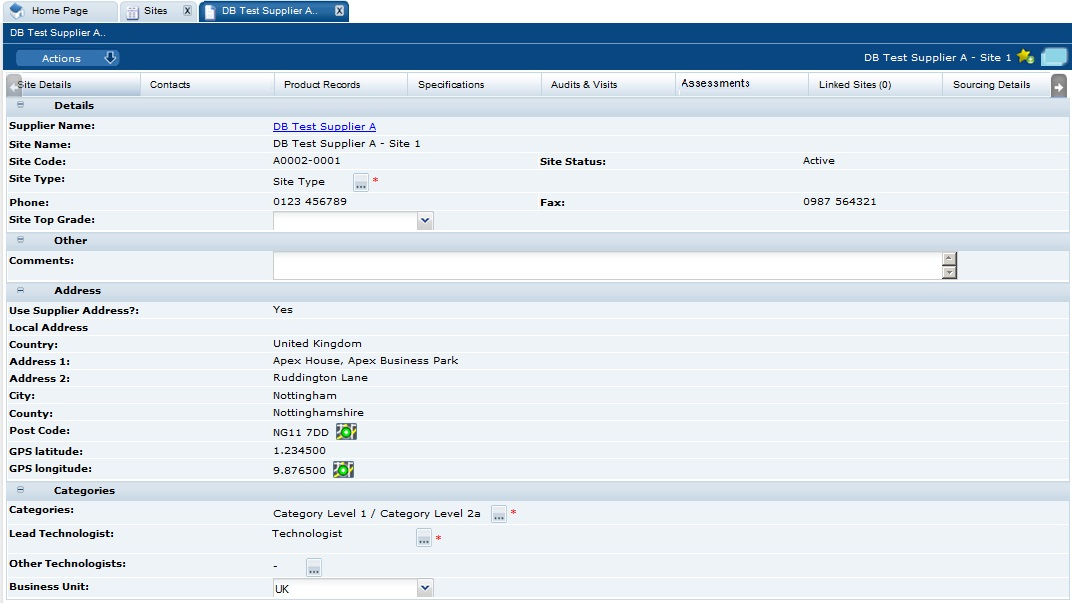 This figure shows the Site Details page. This figure shows the Site Details page.