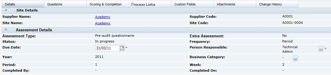 This figure shows the Assessment Details page. This figure shows the Assessment Details page.