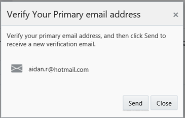 This figure shows the IDCS Verify Email Address dialog box.