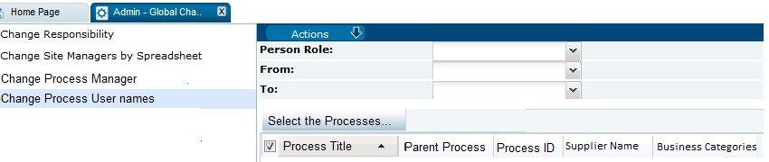 This figure shows the Change Process Names page.