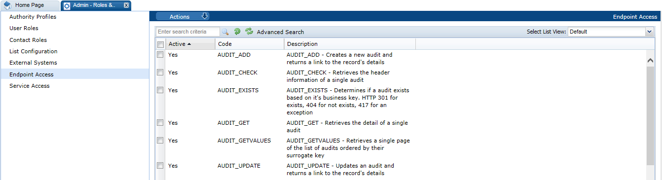 This figure shows the Endpoint Access page. This figure shows the Endpoint Access page.