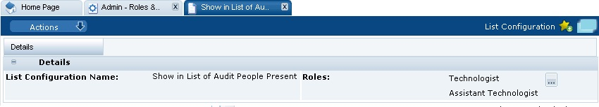 This figure shows the List Configuration Details page. This figure shows the List Configuration Details page.