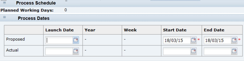 This figure shows the Process Schedule page.