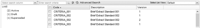 This figure shows the Extract Criteria page.