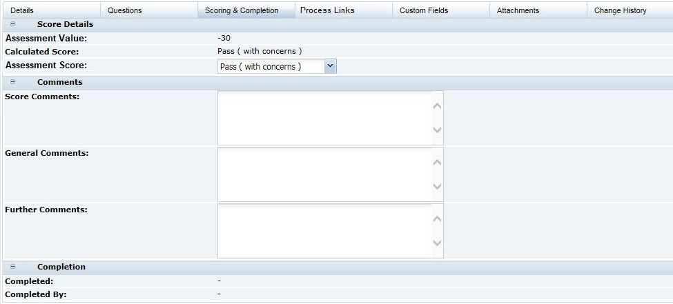 This figure shows the Scoring & Completion page. This figure shows the Scoring & Completion page.