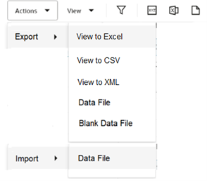 This image shows the import and export actions.