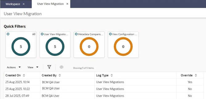 This image shows the user view migrations log.