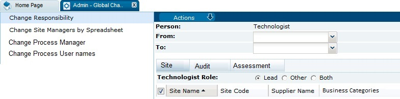 This figure shows the Change Responsibility page.