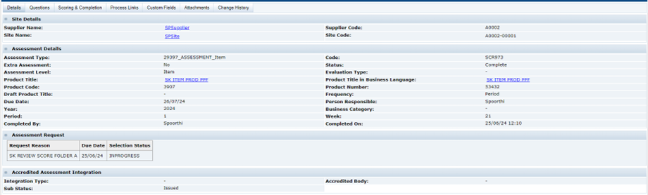 This figure shows the Assessment Details page.