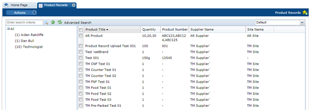 This figure shows the Product Records page.