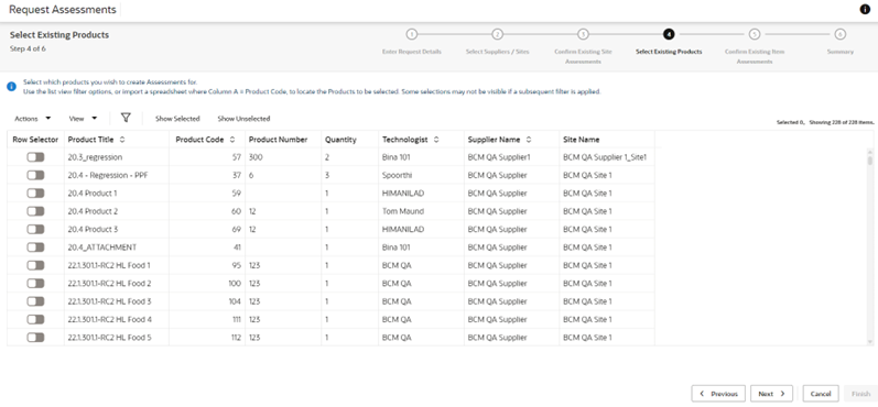 This figure shows the Select Existing Products page.