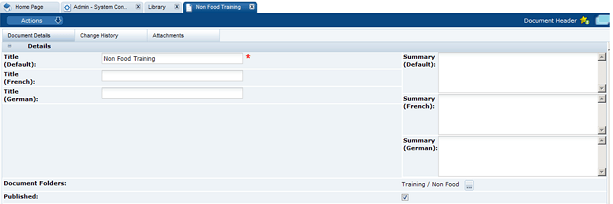 This figure shows the Document Details for Translation page.