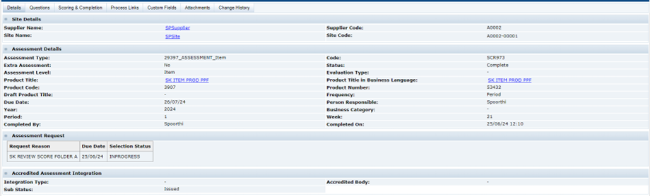 This figure shows the Assessment Details page. This figure shows the Assessment Details page.