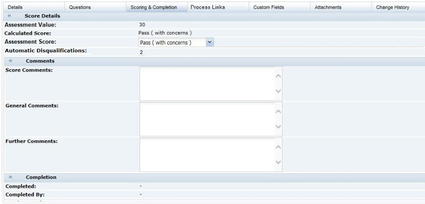 This figure shows the Scoring & Completion page. This figure shows the Scoring & Completion page.