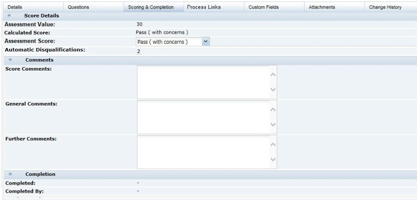 This figure shows the Scoring & Completion page. This figure shows the Scoring & Completion page.