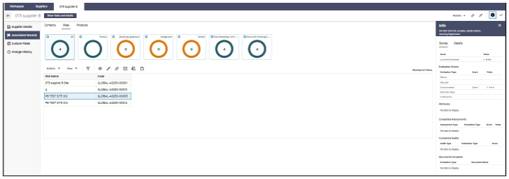 This image shows the Supplier Associated Records form. This image shows the Supplier Associated Records form.