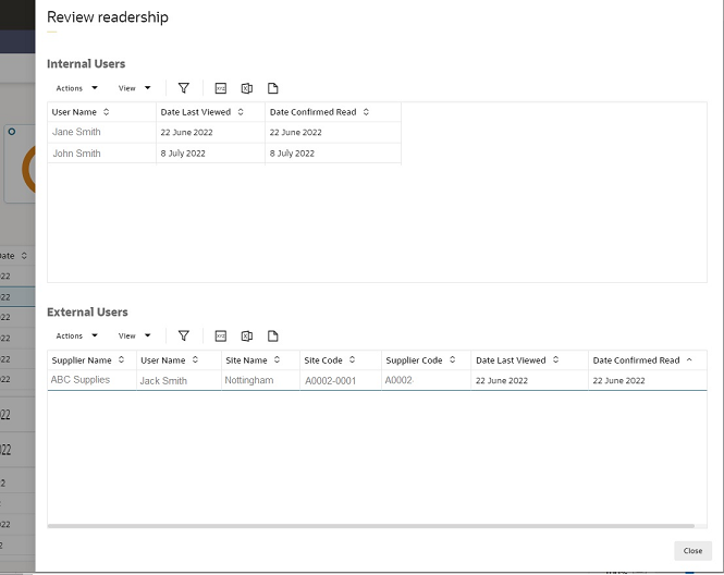 This image shows the Review Readership page. This image shows the Review Readership page.