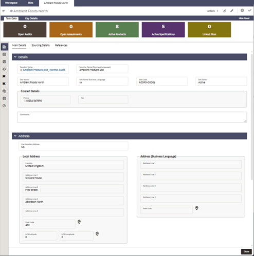 This image shows the Site Form.