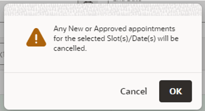 This image shows the Add Availability Exceptions Confirmation dialog box.