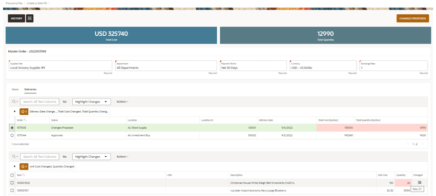 This image shows the Procure to Pay screen.