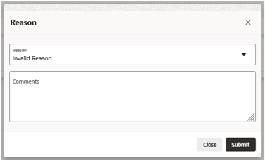 This image shows the Reason dialog box.