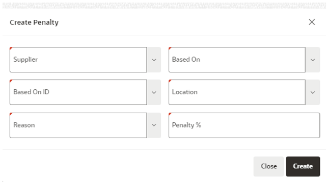 This image shows the Create Penalty dialog box.