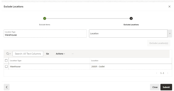 This image shows the Exclude Locations screen.
