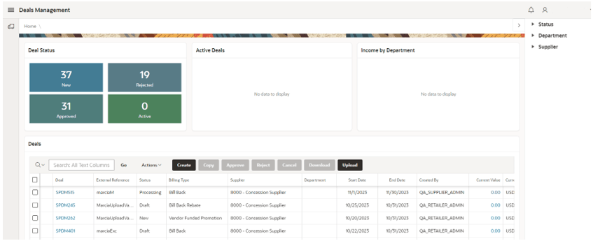 This image shows the Deals Management screen. This image shows the Deals Management screen.