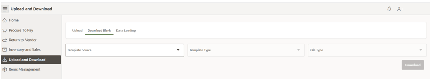 This image shows the Upload and Download screen.