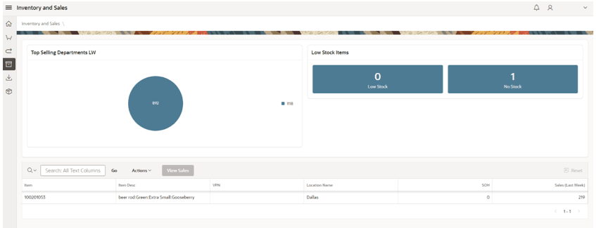 This image shows the Inventory and Sales screen. This image shows the Inventory and Sales screen.