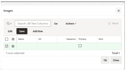 This image shows the Images dialog box.